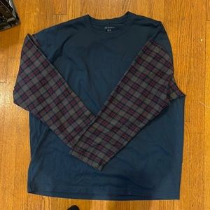 He Anderson unicorn long sleeve tee with plaid sleeves xl